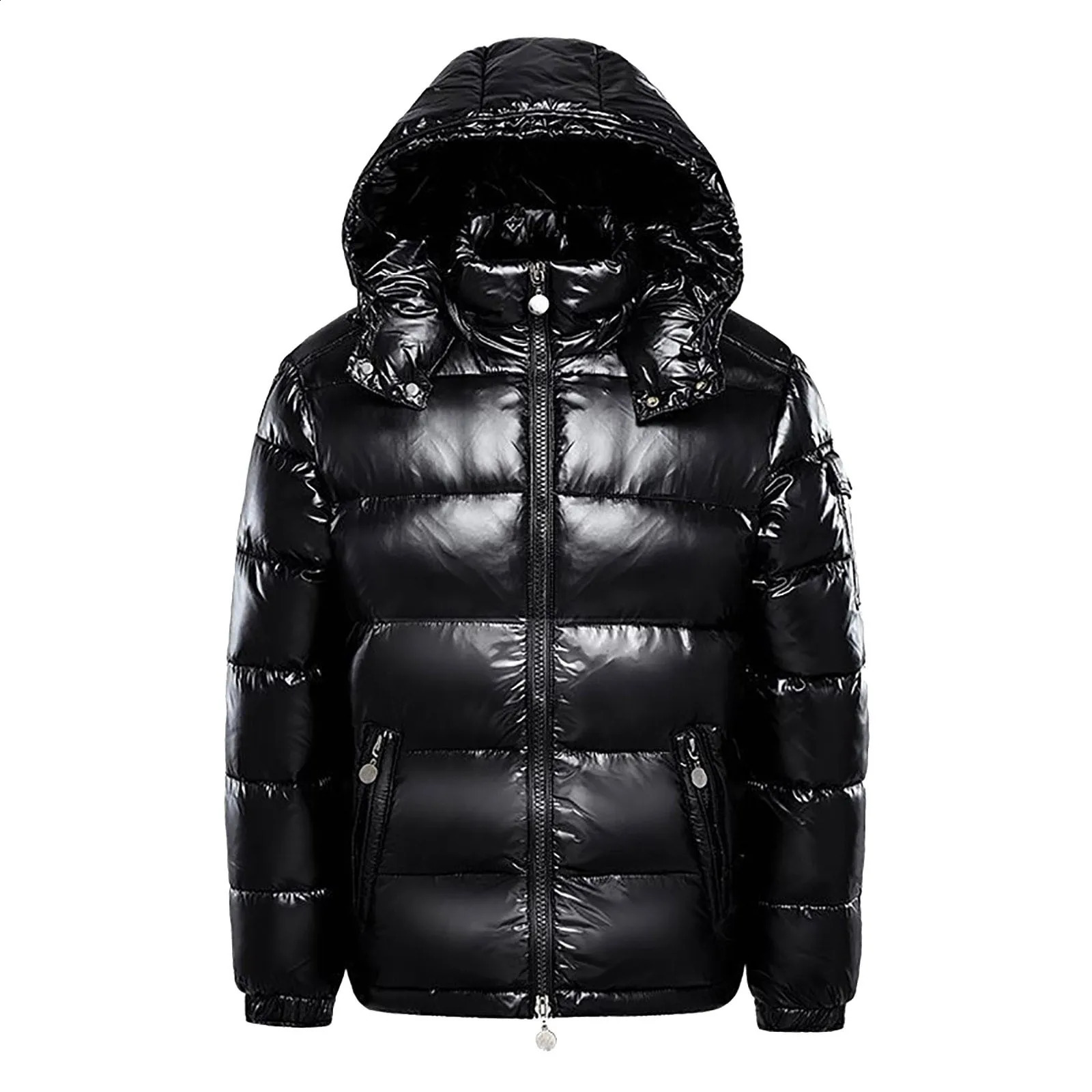 MenS Padded Coats Hooded Jacket Black Glossy Couple Unisex Jacket Hooded Thickened Bread Jackets Winter Warm Outerwear Hombre 250827