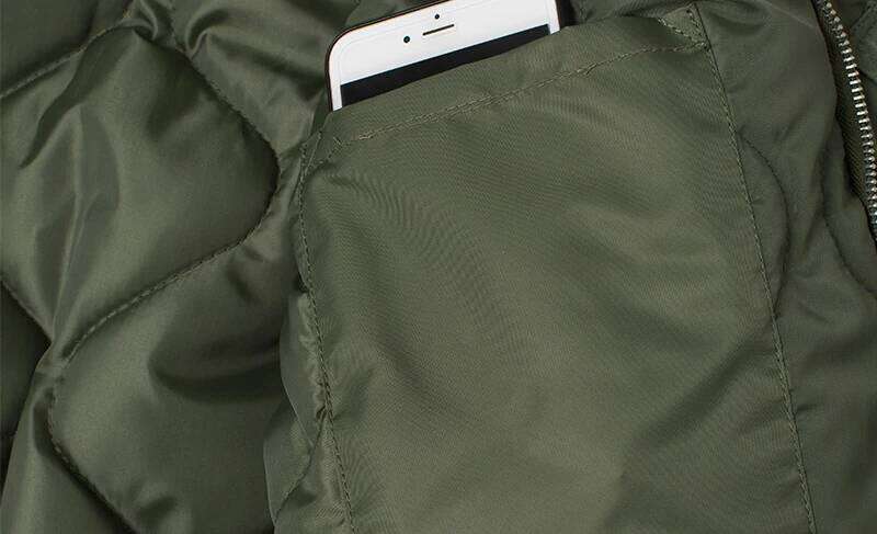 High Quality Thick Nylon Mens Bomber Winter Green Black Padded Pilot Flight Jacket Windproof