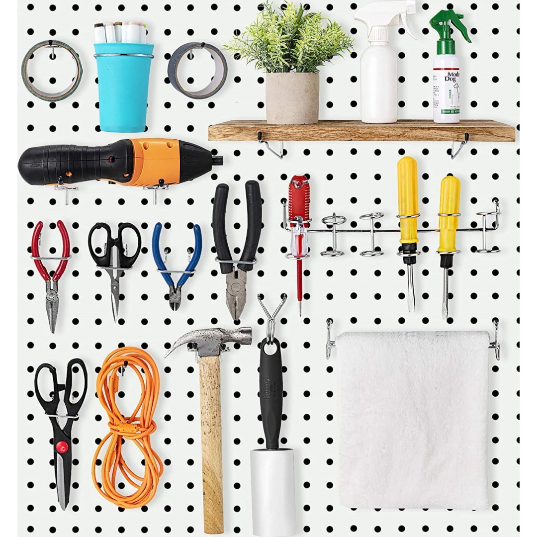 80pcs ABS Plastic Pegboard Hooks Set - Non-Rusting & Lightweight (Tools Not Included), for 1/8" & 1/4" Pegboard, Garage Garden Tool Organiza