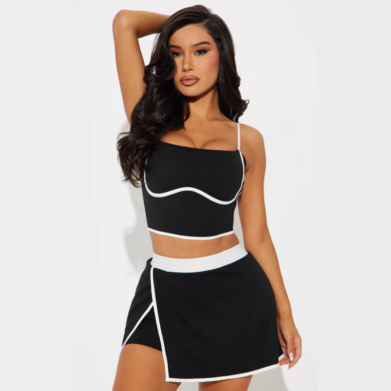 Designer Yoga Skirt Sport Set Streamline Bra Tennis Skirt Womens Square Neckline Short Skirt Stretchy Fitness Running Trainning Sweatsuit