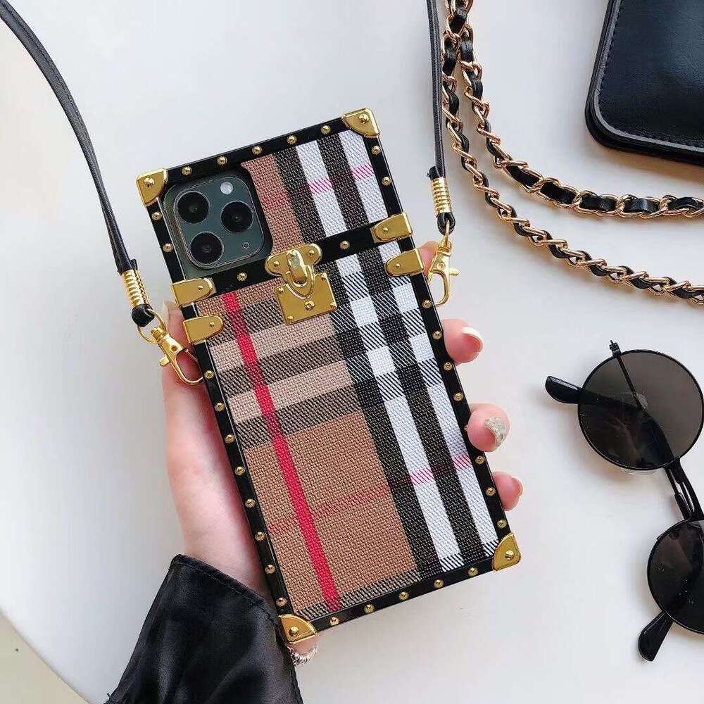 iPhone 16 Square Fashion Unisex Phone Case Apple 12 Leather Crossbody Compatible