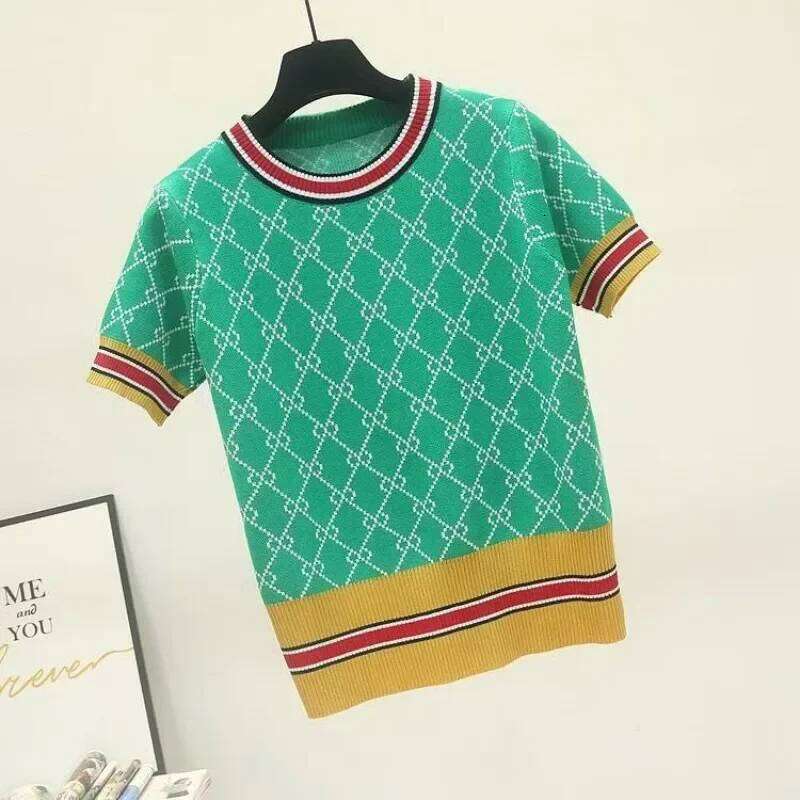 Haruku Summer High Quality Knitted Jumper Sweater T-Shirt Women Clothes Tees Korean Fashion Ladies Knitwear Tshirt Tops