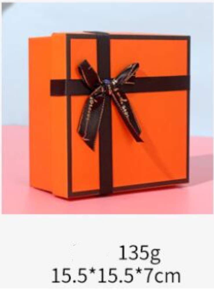 Luxury High End Orange Gift Box with Bow Grass Card Cardboard Box Wedding Party Gift Chocolate Candy Packaging Multi Size Boxes Bag 250805