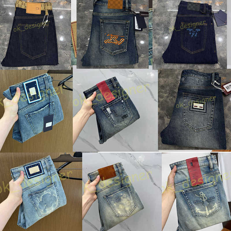 Men's Jeans Designer designer jeans mens for men brand letter printed fit pencil pants zipper Motorcycle Biker Denim man pant baggy M8O5