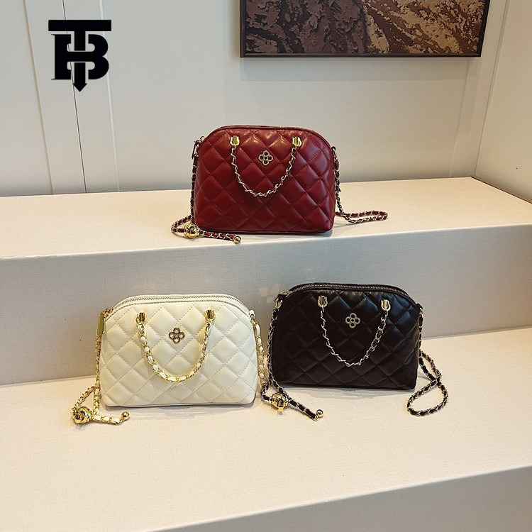 TB BHULAMTE Classic Luxury Women's Diamond Grid Chain Shoulder Bag Designer Fashion Style Shell Bag Free Shipping Solid Color Zipper Handbag