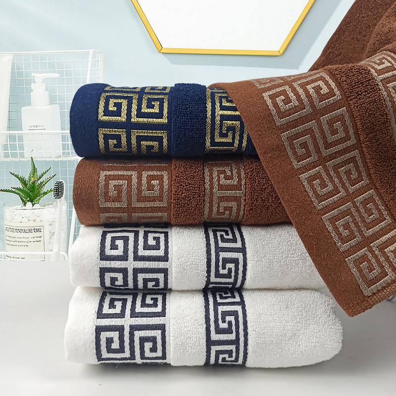 Personalize your soft experience Pure cotton bath towel set with checkered jacquard cut-out face towels - custom pure wool bathroom essentials
