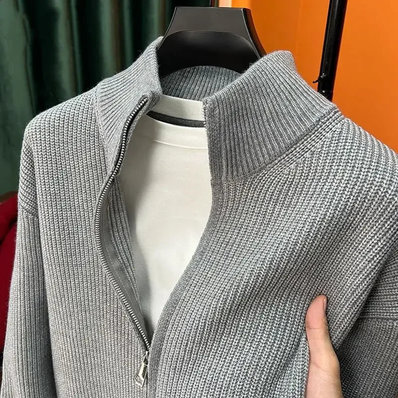 Mens Casual Cardigan Sweater LooseFit Vintage Style Zippered Knitted Top For Spring And Autumn Outerwear Idle Style 250827 - view 4