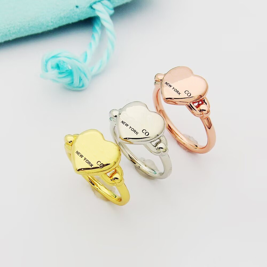 10A ring designer ring luxury rings designer Women LOVE high quality Fashion Classic Size 6-8 Gold Letter Band Ring Couple Rings Gift 3 colors very good