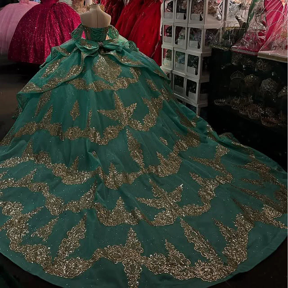 Sexy Ball Gown Mint Green Quinceanera Dress Lace Appliqued Beaded Corset Girls Birthday Dress Sweet 16