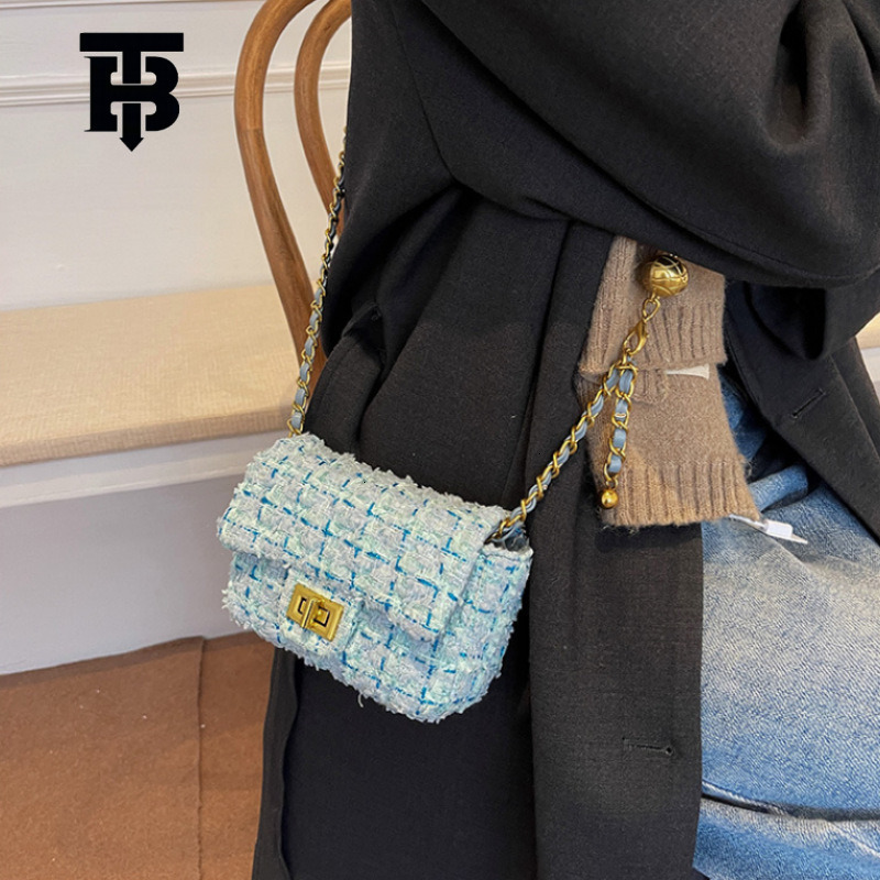 TB BHULAMTE Designer Luxury Women's New Small Fragrant Wind Bag Handbag Mini Fashion Cotton And Hemp Crossbody Bag Small Bag Cute Shoulder Bag