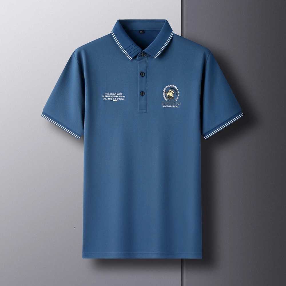 High end brand breathable cotton exquisite embroidery mens short sleeve shirt Comfortable silk casual business Tshirt H250826