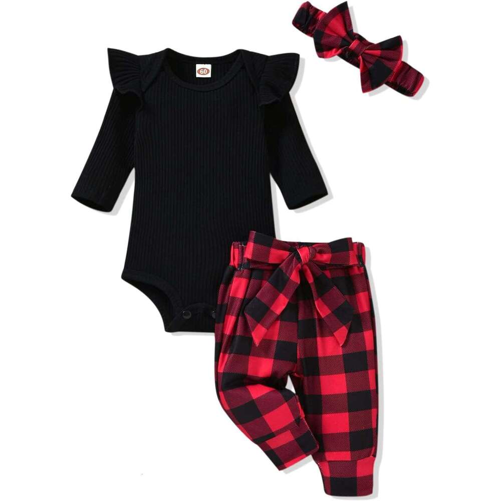 Preemie Newborn Infant Baby Girls Clothes Ribbed Romper Bodysuit Pants Set Fall Winter Outfits