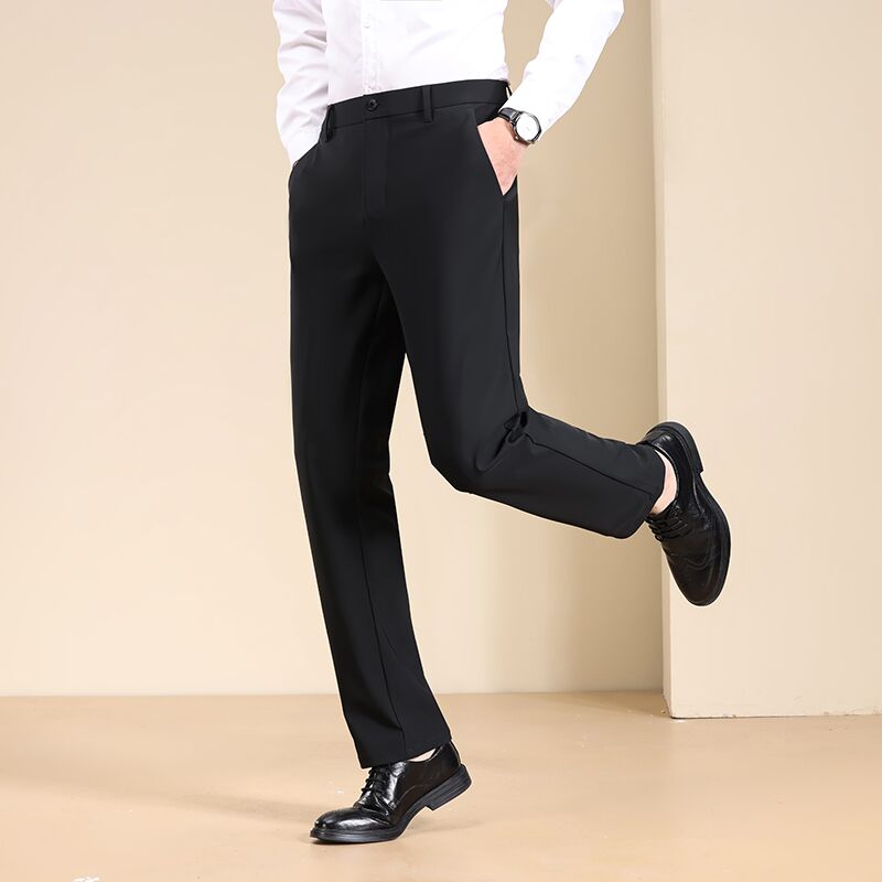 Casual Men Pants 1 Piece Set Black Grey Straight Trousers Classic Fit Groom Wear Party Evening Wedding Pant Customized