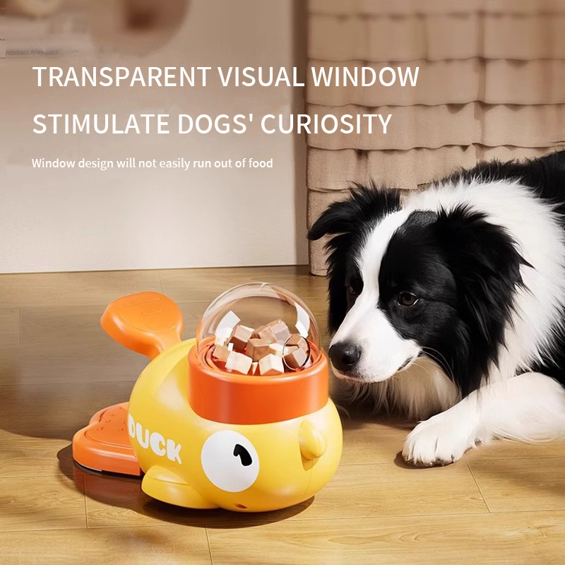 Little yellow duck dispenser freeze-dried launch leakage food kitten dog self fun relief feeding device pet toy
