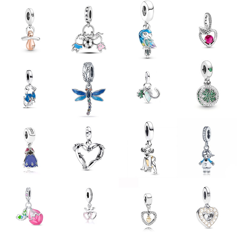 S925 Silver Designer Charm Dragonfly Parrot Bird Hanging Bead Love Clover Little Boy Pendant Bracelet DIY Accessories Free Shipping Halloween Gift