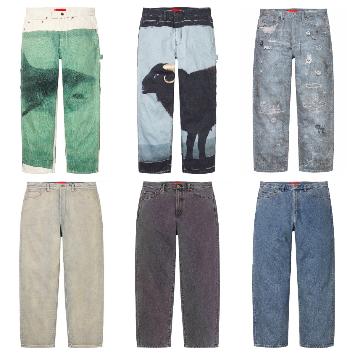 Men's Jeans Ripped Baggy Straight-leg Denim Pants Hip Hop Fashion Graffiti Printed Casual Y2K Streetwear Jean Trousers