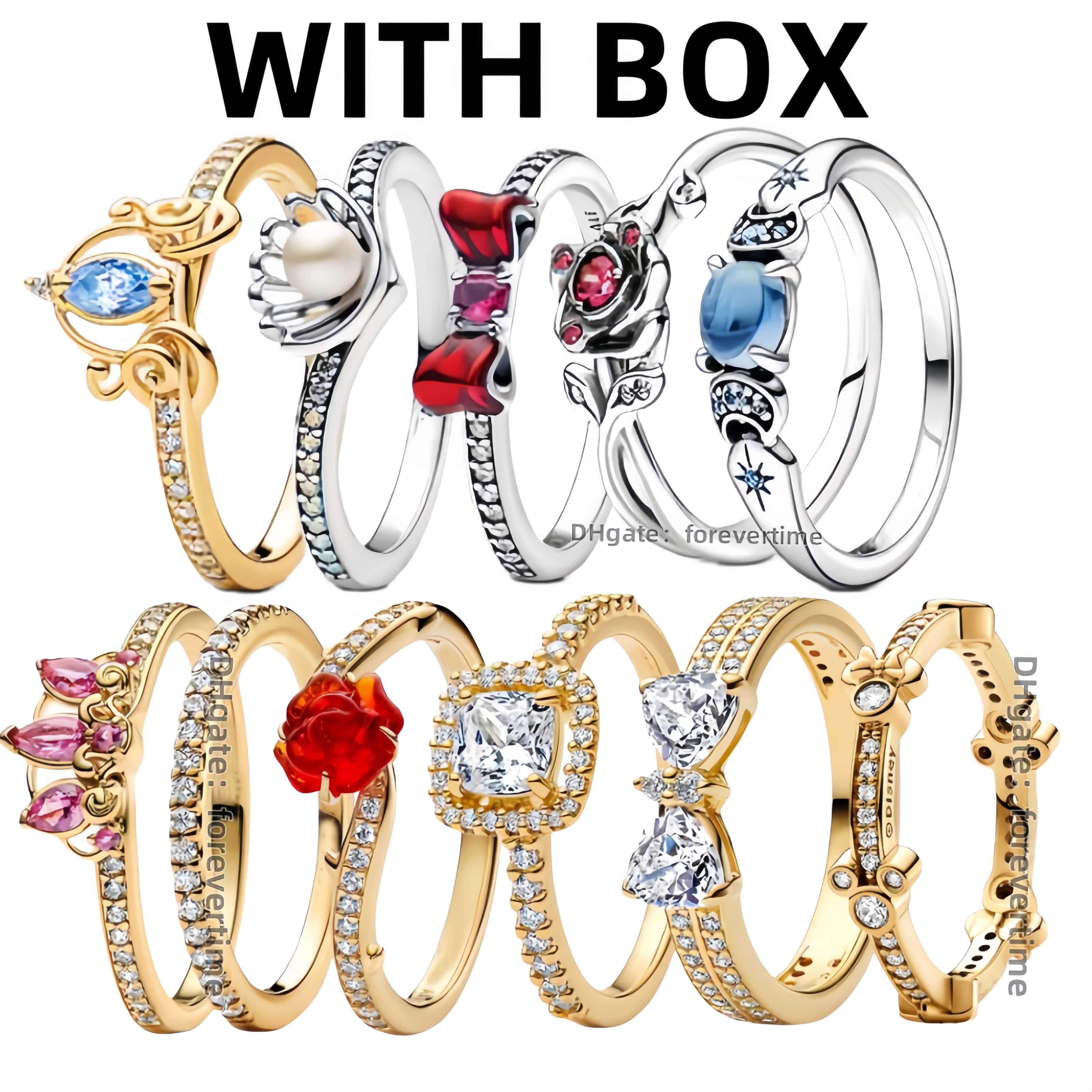 NEW Designer gold Rings for women Wedding Rings with box pink Crown bow ring luxury jewelry 925 Silver Diamond ring engagement Ring Christmas party lover gifts