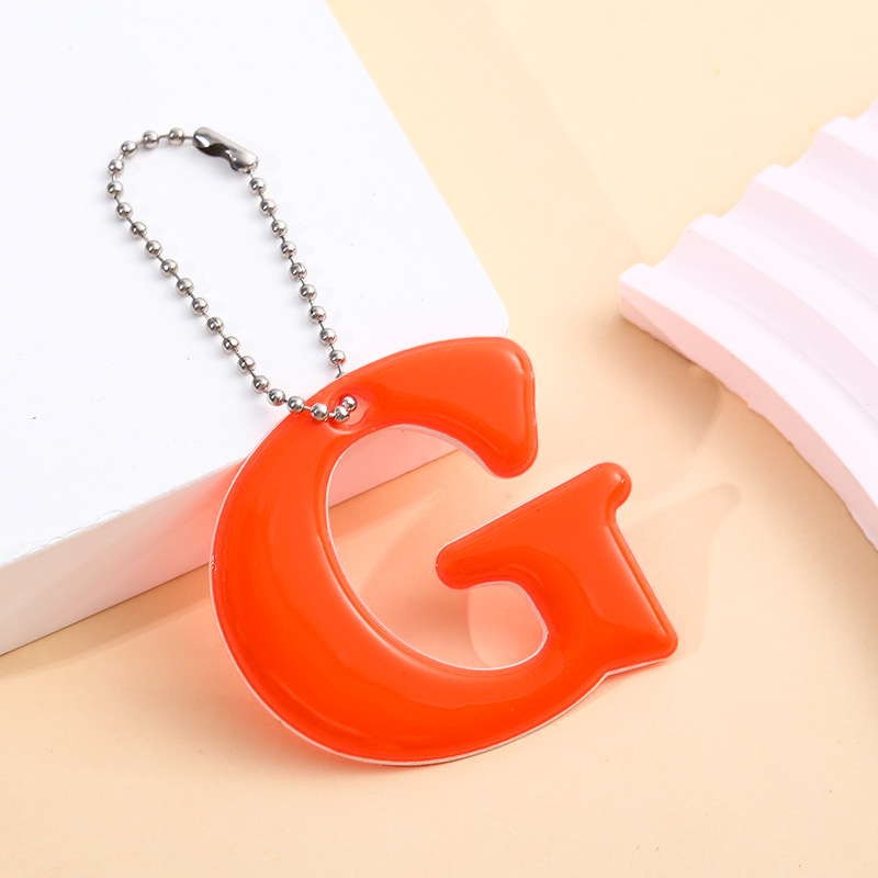 Reflective Letter G Keychain with PVC Material for Backpacks-12 Colors to Choose From