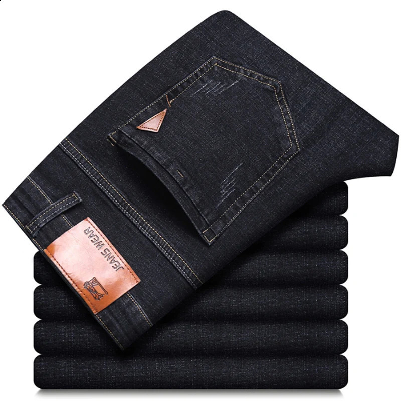 Men Fashion Straight Jeans Men Stretch Slim Fit Pants Comfortable Soft Business Denim Trousers Male Clothing 250827