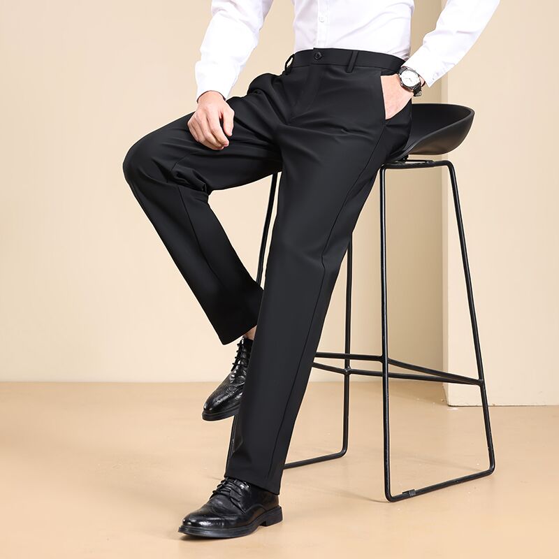 Casual Men Pants 1 Piece Set Black Grey Straight Trousers Classic Fit Groom Wear Party Evening Wedding Pant Customized