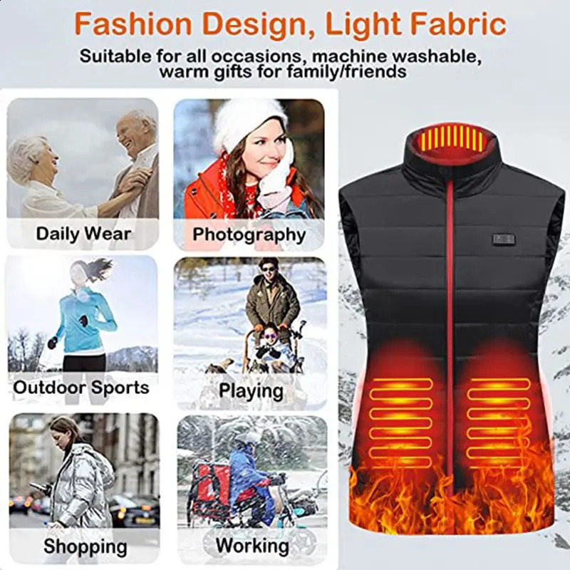 Women Heated Vest Electric Heated Jackets Women Sportswear Heated Coat Graphene Heat Coat USB Heating Jacket For Camping 250826