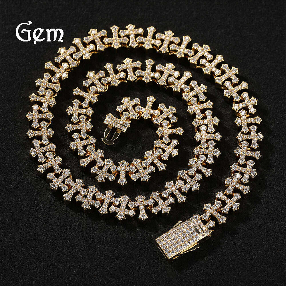 Lanjia- Hip Hop Rap For Men Street Style Dia-Encrusted Cross Necklace Bold Trendy Versatile Accessories 8C69a