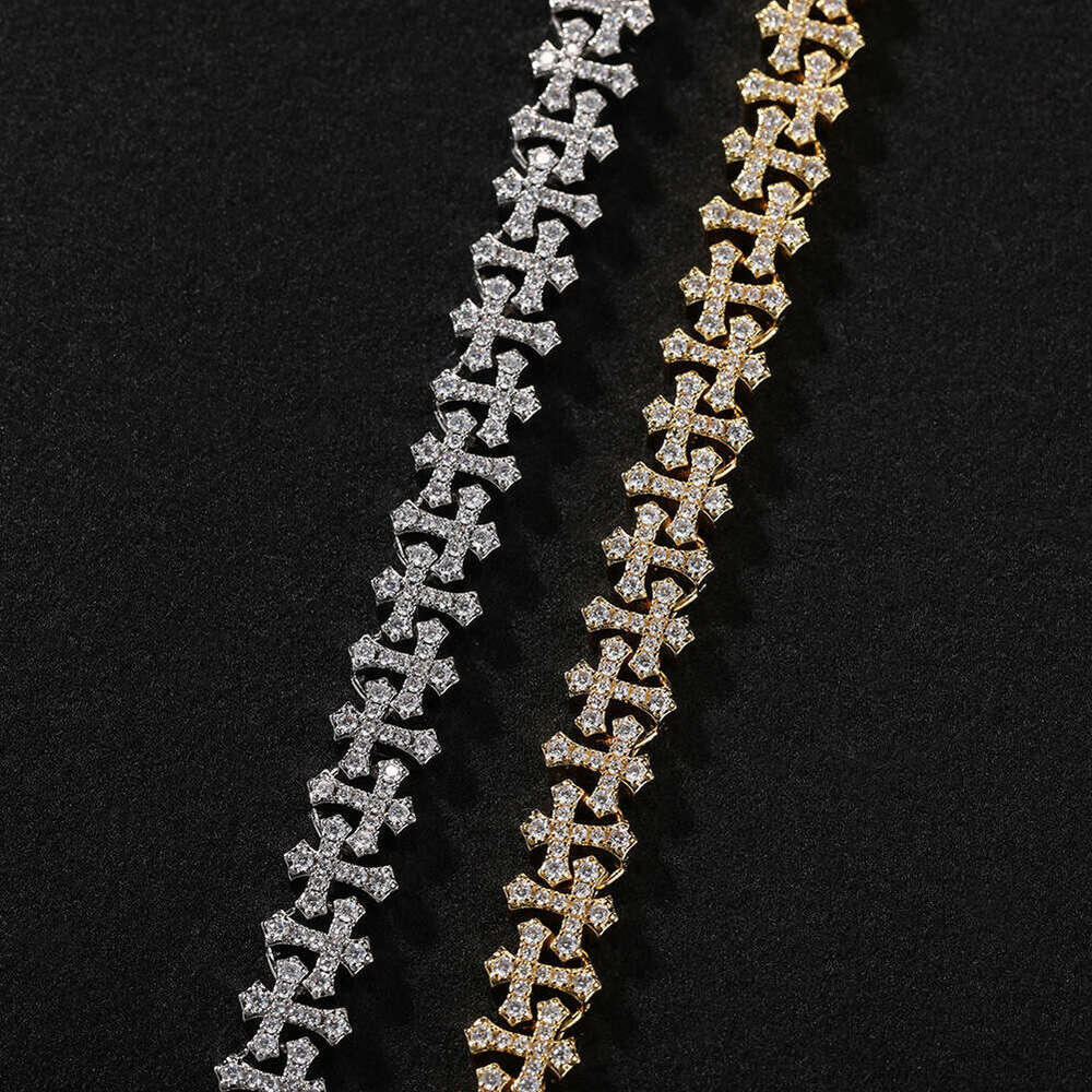 Lanjia- Hip Hop Rap For Men Street Style Dia-Encrusted Cross Necklace Bold Trendy Versatile Accessories 8C69a