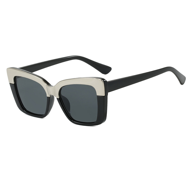 Color Block Square Sunglasses Trendy UV 400 Protection Shades for Women Fashion Retro Over sized Frame