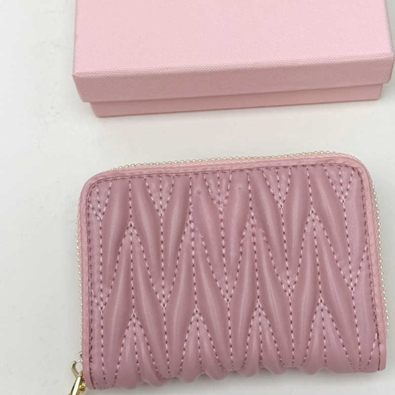 Leather Card Holder Wrinkled Sheepskin Card Case Genuine Leather Wallet for Women Short Bank Card Holder Cartoon Zipper Coin Purses for Women