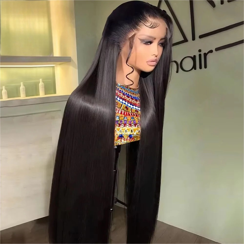 13x4 Straight HD Lace Wig Vietnamese Gluelesss Human Hair Lace Frontal Wig Pre-Cut Super Double Drawn Natural Black Human Hair Wigs Preplucked Ready To Wear