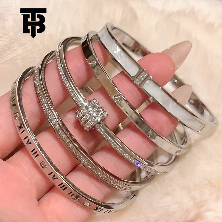 Luxury High-end Full Diamond Bracelet For Women 2025 Designer Jewelry Wedding Rings Hot-selling Silver Titanium Steel Bracelet New Couple Jewelry