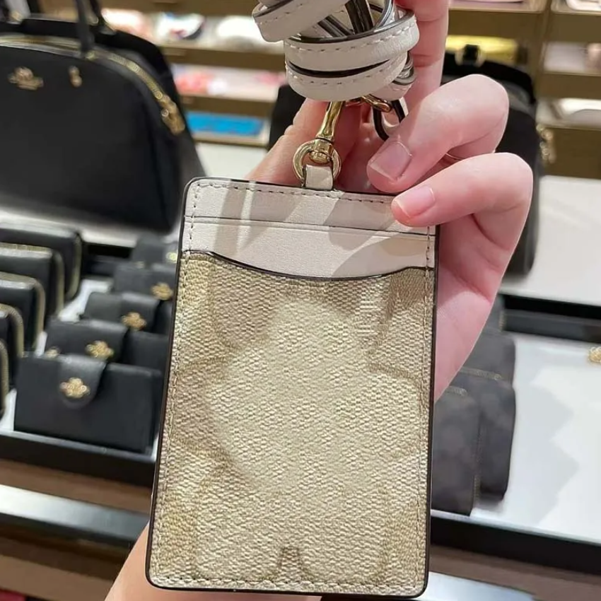 Luxury Designer Work ID Lanyards Mini Wallets Coin Credit Card Holder Fashion leather Purse keyrings Hanging neck card bag certificate bags gift