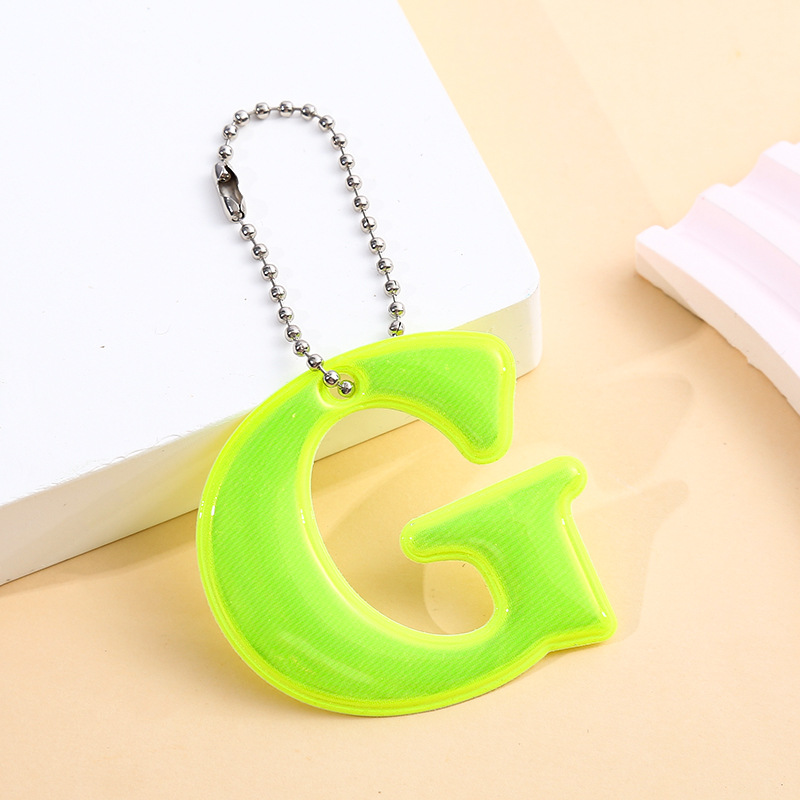 Reflective Letter G Keychain with PVC Material for Backpacks-12 Colors to Choose From