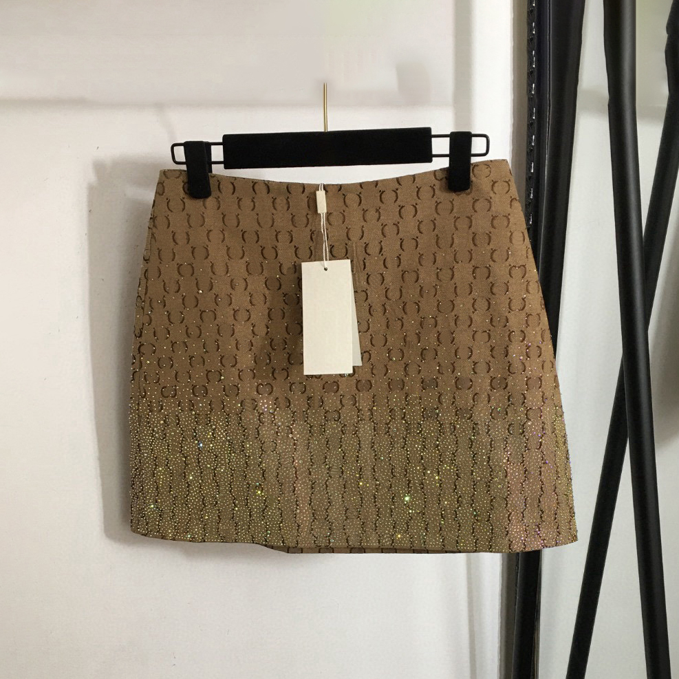 High quality designer women's short skirt, classic color rhinestone embossed flower G jacquard high waist short half skirt, versatile mini skirt