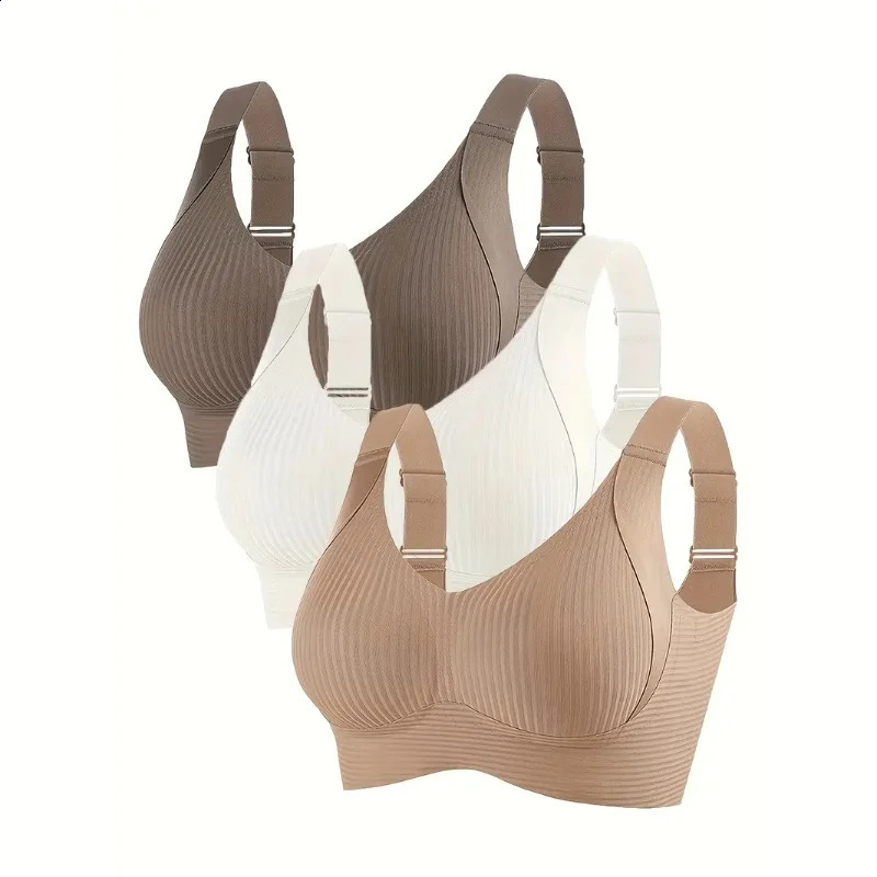 3PCS Plus Size Seamless Bras Wireless Minimizer Lift Breathable Comfort AntiSagging Bras for Women Wide Strap Daily Sport250826