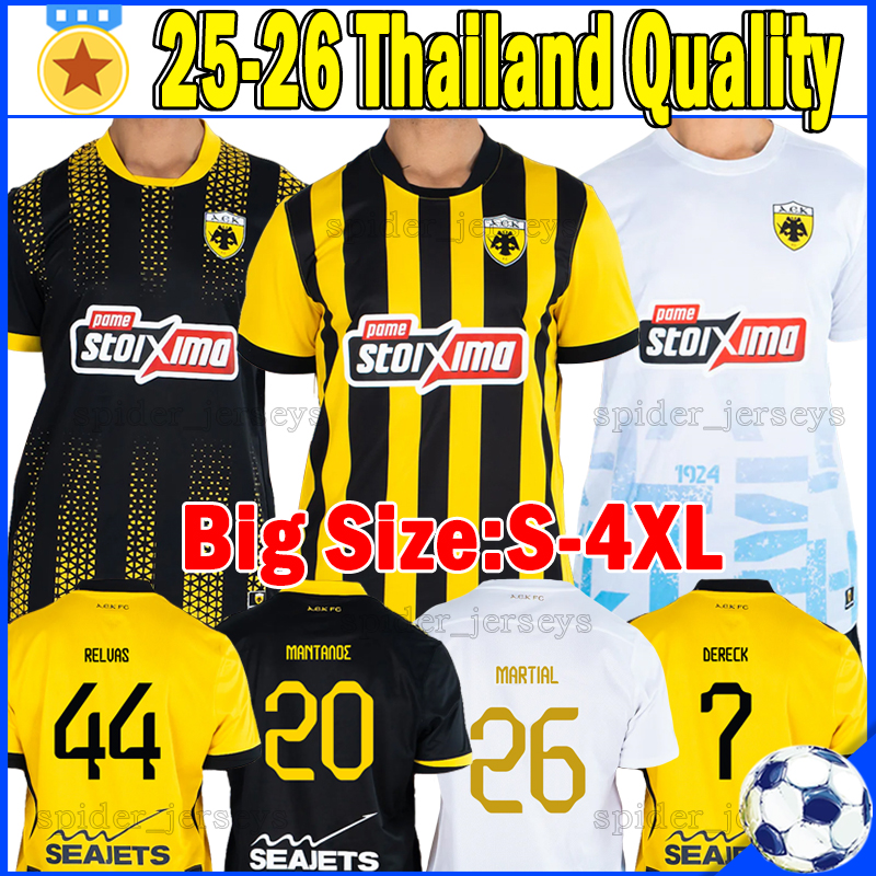 XXXL 4XL 25 26 AEK Athens Soccer Jerseys RELVAS R.MARIN MANTALOS 2025 2026 Athlitiki Enosi Konstantinoupoleos Football Shirts MARTIAL DERECK GACINOVIC Men Uniforms