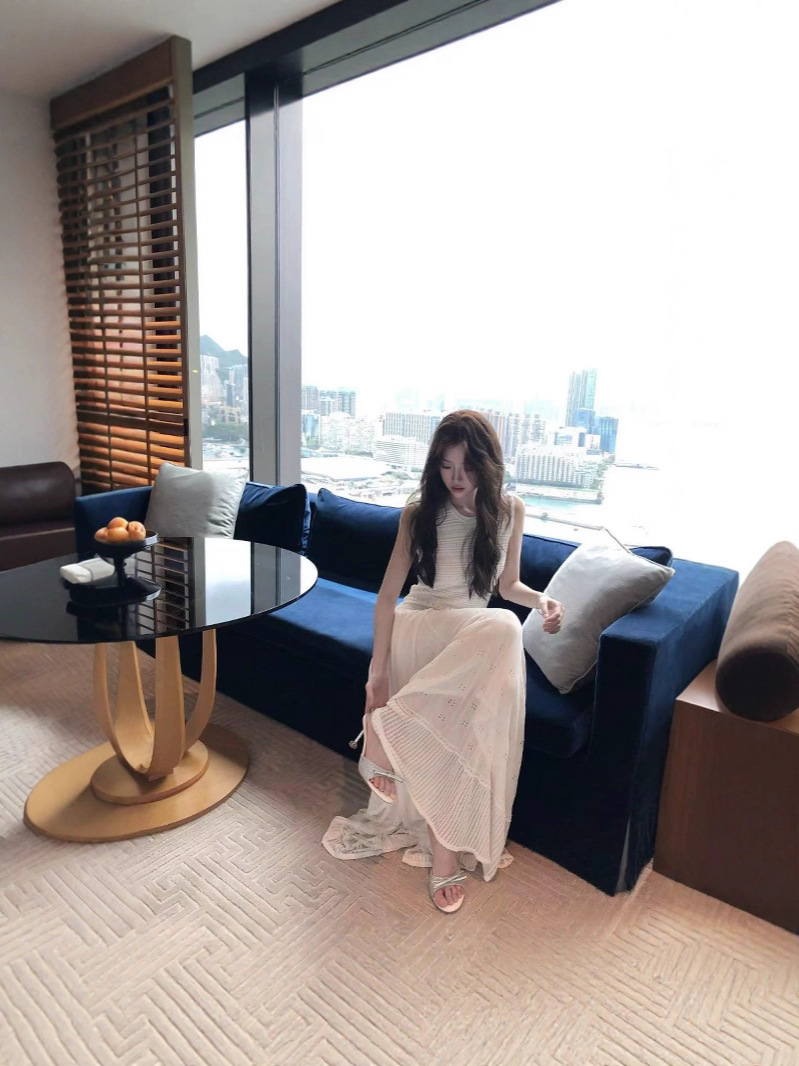 GC185 Summer French style gentle style pleated design sleeveless dress