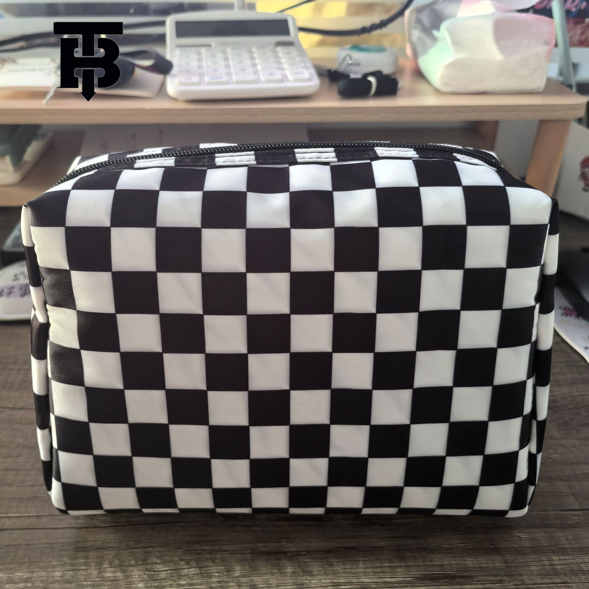 TB BHULAMTE Fashion Women's Waterproof Plaid Makeup Bag Designer Luxury Trend Large Capacity Handbag Portable Washroom Storage Bag Free Shipping