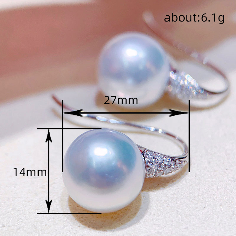 Delicate Designer White Pearl Earrings Simulated Ball Pearl Earrings for Women 18K White Gold Plated Freshwater Pearl Dangle Earring Luxury Wedding Je