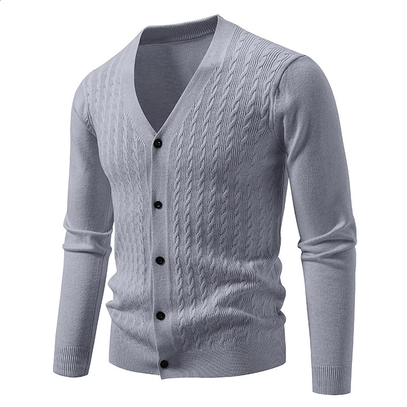 Mens Long Sleeve Sweater Classic V Neck Button Down Knitted Cardigan Autumn Lightweight Outdoor Casual Tops 250827