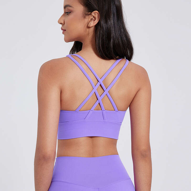 New High-Intensity Yoga Vest with Integrated Chest Pad, Thin Straps, Beautiful Back, Fitness Bra, Sports Underwear