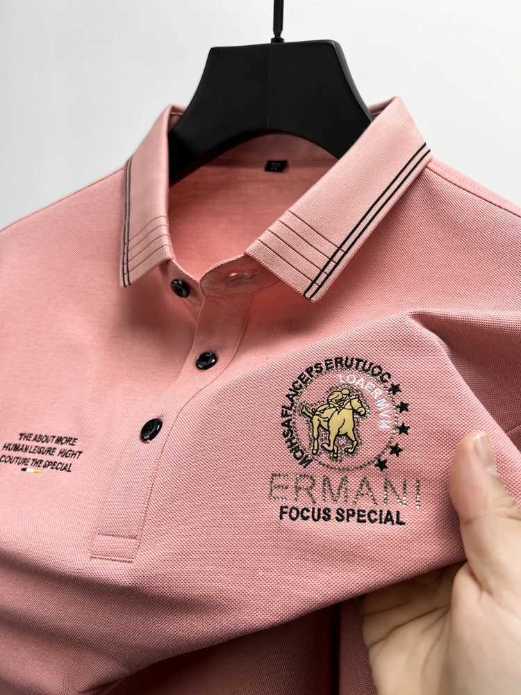 High end brand breathable cotton exquisite embroidery mens short sleeve shirt Comfortable silk casual business Tshirt H250826