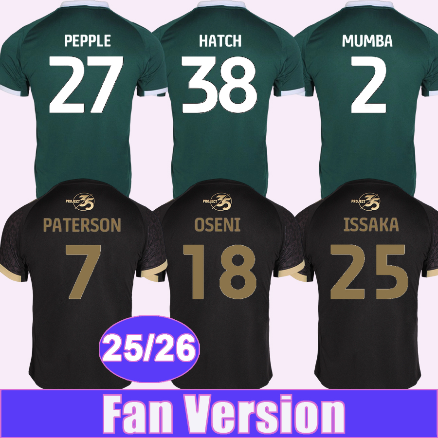 25 26 Plymouth Argyle Mens Soccer Jerseys PATERSON OSENI ISSAKA PEPPLE HATCH MUMBA WIREDU SZUCS EDWARDS GALLOWAY AL HAJJ PALSSON Home Away Football Shirts