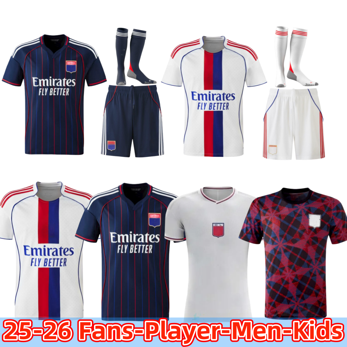 25 26 Maillot Lyon Soccer Jerseys 2025 2026 75-Year Olympique Lyonnais OL 3rd Fourth Shirts CHERKI man kids kit Mikautadze FOFANA Men Football Shirt NUAMAH Kids 3XL 4XL