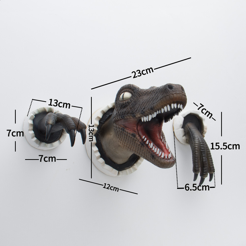 3D Wall Mounted Head Dinosaur Bust Sculpture Wall Art Sculpture Halloween Party Decor Supplies Garden Home Decoration 240711