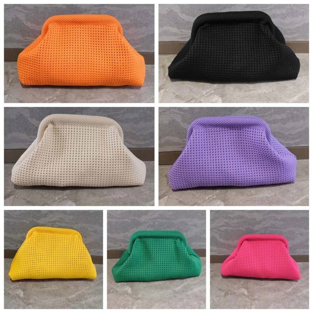 Luxury Handbag Storage Polyester Summer Beach Clutch Bag Soft Elastic Small Crochet Handbag Breathable Large Capacity Purse Party Handbag