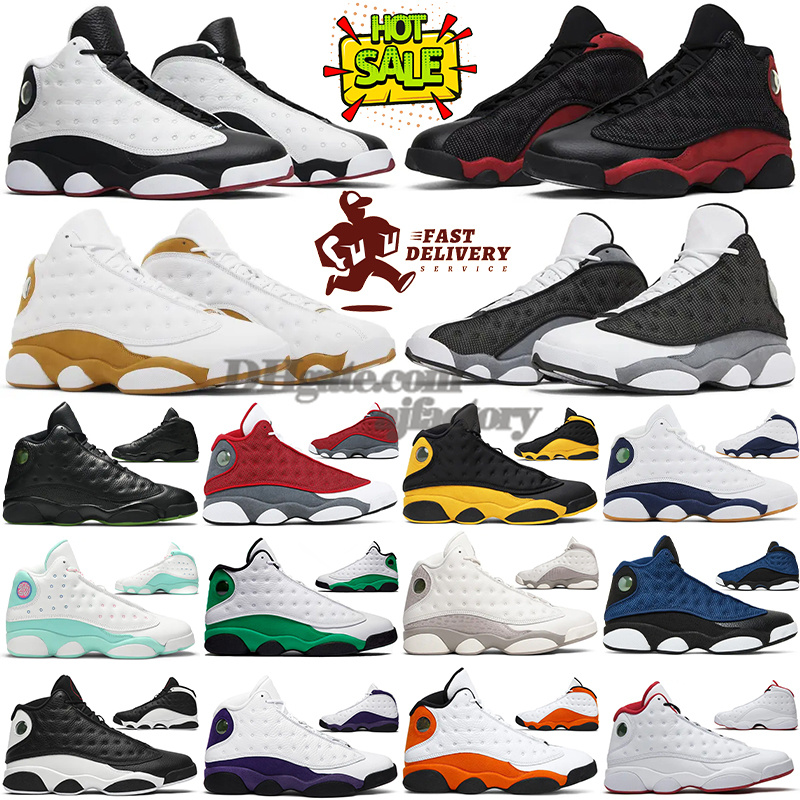 Designer man 13s Basketball Shoes 13 White Purple Wolf Grey Lucky Green Court Purple University Blue Hyper Royal Black Cat Black Flint man Sneaker Sports Trainers