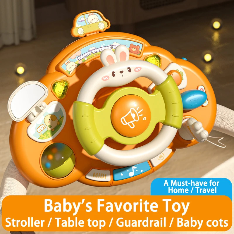 Baby Toy Electric Childrens Steering Wheel Simulated Driving Car Steering Wheel LED Vocal Educate Toys Halloween Christmas Gift 250827