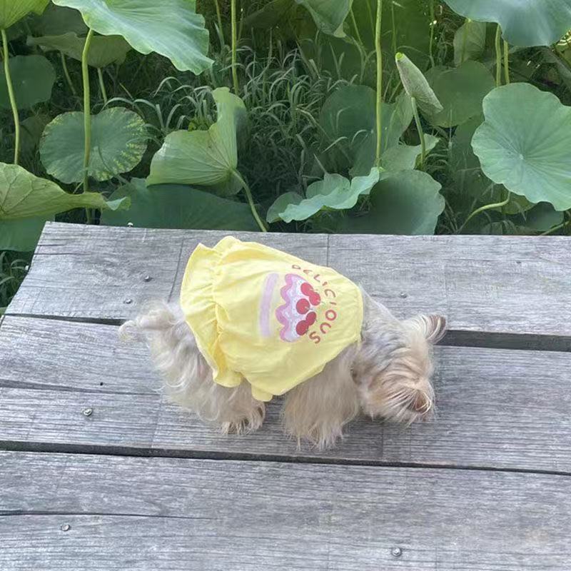 T1052 Pet clothes spring and summer models for dogs and cats, small dogs, printed suspenders, pumpkin skirts, Yorkshire terriers and Maltese clothes