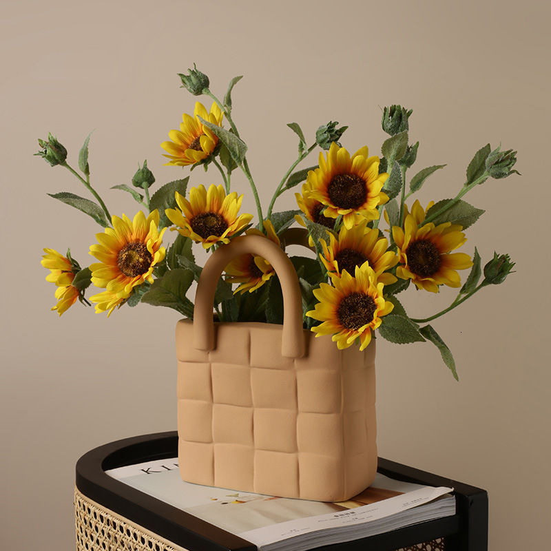Nordic Creative Handbag Vase Morandi Ceramic Flower Arrangement Living Home Model Room Decorative Ornament ddmythur